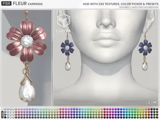 Fleur Earrings, Second Life mesh jewellery