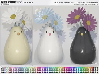 Chirpley Chick Vase, Second Life home decor