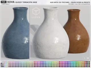 Kova Glossy Terracota Vase, Second Life home decor