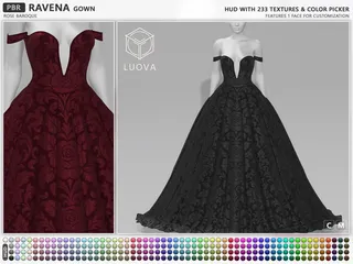 Ravena Rose Baroque Gown, Second Life mesh clothing