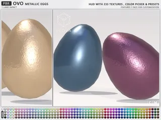 Ovo Metallic Eggs, Second Life home decor