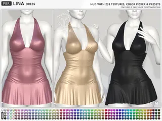Lina Dress Lustre, Second Life mesh clothing