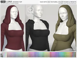 Luna Hooded Top, Second Life mesh clothing