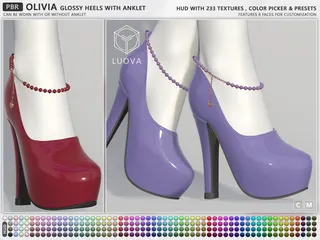 Olivia Heels w/Anklet Glossy, Second Life mesh shoes