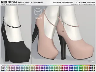 Olivia Heels w/Anklet Fabric, Second Life mesh shoes