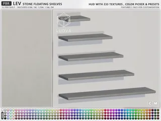 Lev Floating Shelves Stone, Second Life home decor